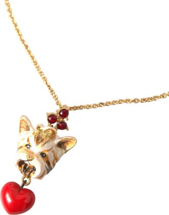 Dolce & Gabbana Dog and Heart Charm Pendant Necklace - Gold
