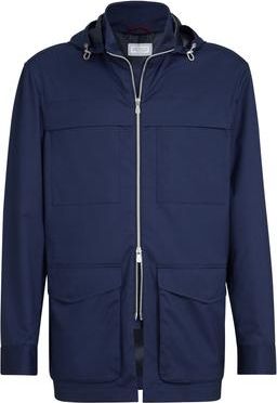 Brunello Cucinelli Safari jacket with detachable hood in Blue at Nordstrom, Size 52 It