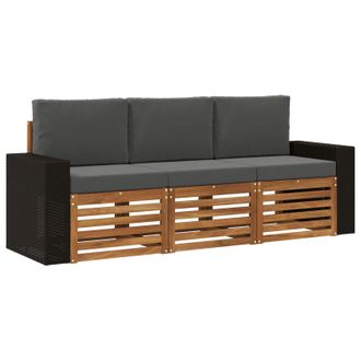 vidaXL Juegos De Sof&aacute;s Con Coj&iacute;n 3 Pcs Madera De Acacia S&oacute;lida Vidaxl