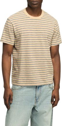 Lucky Brand Weekend Relaxed Stripe Cotton T-Shirt in Khaki Multi at Nordstrom, Size Xx-Large