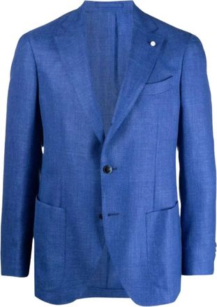 Luigi Bianchi Blazer met gekerfde revers en opgestikte zakken - Blauw