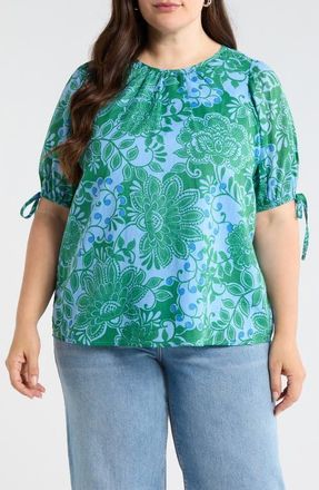 Sugarlips Tressa Floral Top in Kelly-Blue-Multi at Nordstrom, Size 1X