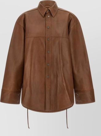 Haikure leather oversized shirt jacket
