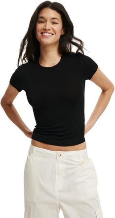 Cotton On Womens Sheer Layer Crew Short Sleeve in Black at Nordstrom, Size Xx-Small