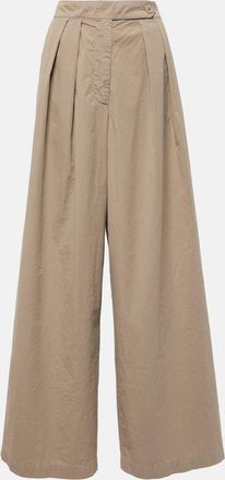 Dries Van Noten Pleated cotton wide-leg pants
