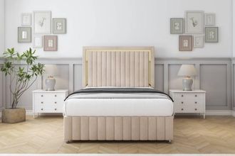 Comfort Beds Boston Gold Naples Divan Base No Drawers - 54 Headboard-Footboard in Light Sand | Size: Double