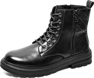 Generic Mens Ankle Boots Non Slip Block Heel Waterproof Derby Irregular Bottom Height Increasing Elevator Double Side Zip Various Patter Casual Work(7.5 UK)