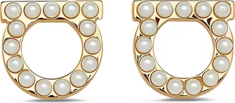 Ferragamo Stud Ganc D13 Gold-Tone Pearl Earrings
