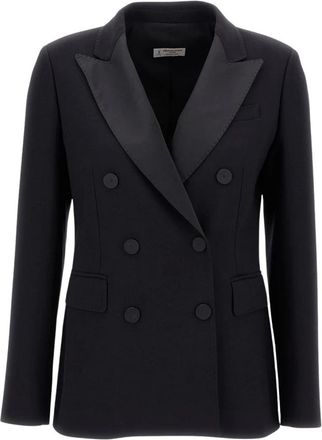 Alberto Biani Jassen, Dames, Zwart, M, Satijn, Klassiek Smokingjasje