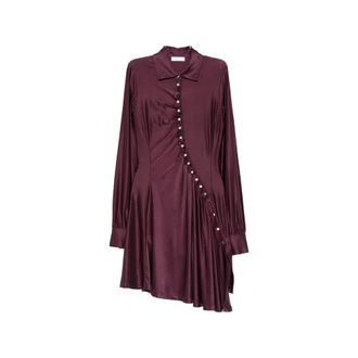 Paco Rabanne Shirt Dresses, female, Purple, Size: 2XS Ruched Shirt Dress