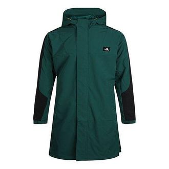 adidas Casual Sports Windproof Fleece Lined Stay Warm hooded Windbreaker Jacket Green GM4451