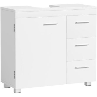 Songmics VASAGLE Mobile Sottolavabo per Bagno, Mobiletto da Bagno, 3 Cassetti Laterali, 2 Scomparti dietro lAnta, per Lavabi con Colonna, con Piedini, 30 x