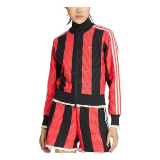 adidas (WMNS) adidas Originals Firebird Open-Knit Crochet Track Jacket Black Semi Lucid Red KE0074