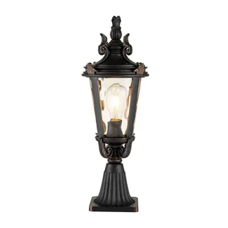 Netlighting Baltimore 1 Light Medium Outdoor Pedestal Lantern Weathered Bronze IP44 E27 in Brown