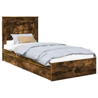 vidaXL Letto Con Contenitore Con Cassetto Rovere Fum&eacute; 75 X 190 Cm Vidaxl