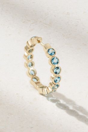 42 Suns Orecchino A Cerchio Singolo In Oro 14 Carati Con Topazi Sintetici - Blu