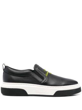 Ferragamo Cassina leather low-top sneakers - men - Fabric/Calf Leather/Rubber/Calf Leather - 11 - Black