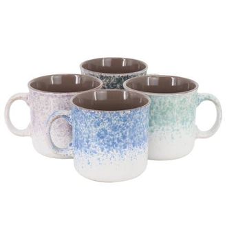 Gibson Home Blurry 4 Piece 19 Ounce Stoneware Straight Shape Mug Set in White at Nordstrom
