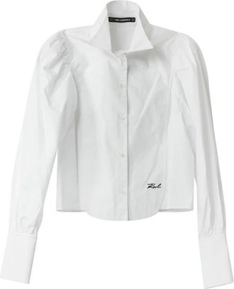 Karl Lagerfeld Fashion Poplin Shirt - Dames - Overhemden - Wit - M - Katoen - Overhemden