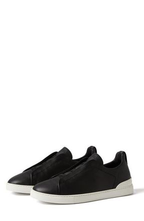 Ermenegildo Zegna Triple Stitch SECONDSKIN Sneaker in Black at Nordstrom, Size 10.5Us