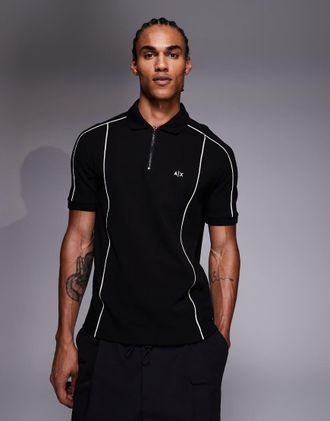 A|X Armani Exchange Polo nera con logo a contrasto-Nero
