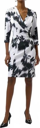 Joseph Ribkoff Floral 3/4 Sleeves Sheath Dress In Winter White/black