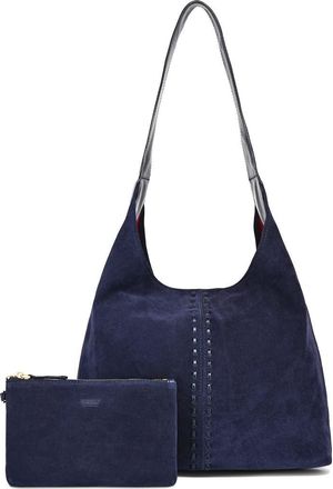 OLD TREND Hydrangea Genuine Leather Suede Classic Hobo Bag in Navy at Nordstrom