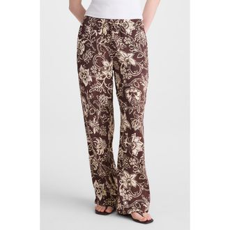 Madewell Linen Blend Pull-On Pants in Dark Brown at Nordstrom, Size Xx-Small
