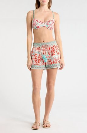 Ramy Brook Marsha Print Cover-Up Shorts in Flame Combo at Nordstrom, Size Xx-Small