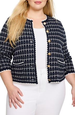 Nic+Zoe Mixed Up Sweater Jacket in Indigo Multi at Nordstrom, Size 2X