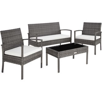TecTake Garden Furniture Set Sparta in Grey | Size: 4 Person