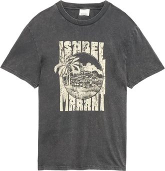 Isabel Marant Grey Crewneck Graphic Logo T-Shirt