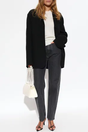 Jil Sander Wool Blazer With Herringbone Pattern, Womens, Black
