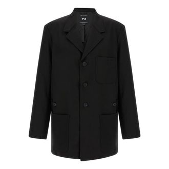 Yohji Yamamoto Jassen, Heren, Zwart, L, Wol, Wool Chore Coat