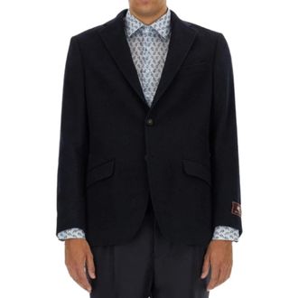 Etro Etro, Blazers, male, Blue, Size: XL Single-Breasted Cashmere Blazer