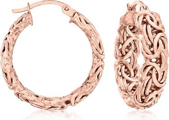 Ross-Simons 18kt Rose Gold Over Sterling Small Byzantine Hoop Earrings