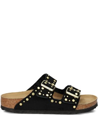 Birkenstock Arizona Rivet Zwart, Su&egrave;de Leer