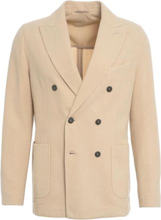 Circolo 1901 Double-Breasted Blazer - Heren - Blazers - Beige - 2XL - Wol - Jassen