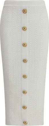 Balmain Gebreide Plooirok met Knopen aan de Voorkant