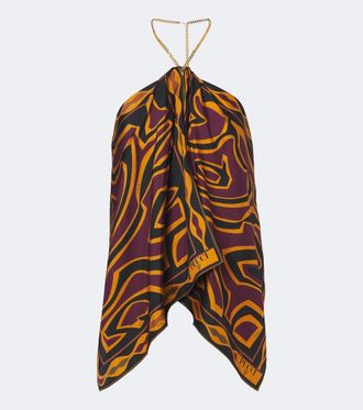 Pucci Top Labirinto de sarga de seda