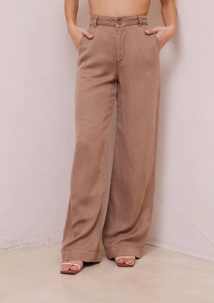 Bella Dahl Clean Hem High Waist Pants In Mocha Chocolate