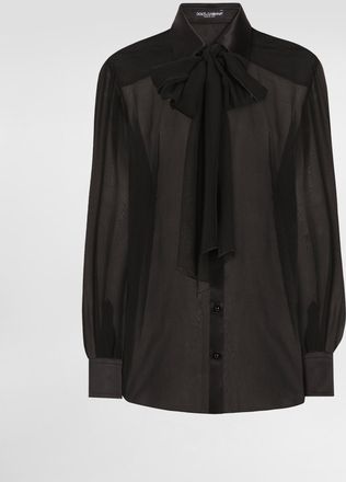 Dolce & Gabbana Silk Chiffon Shirt With Pussy-bow - Woman Shirts And Tops Black Silk 38