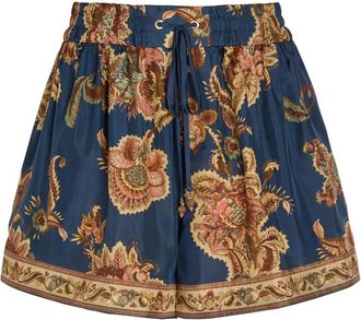Zimmermann Aster Printed Silk Shorts - Navy - 3 (UK 14 / L)