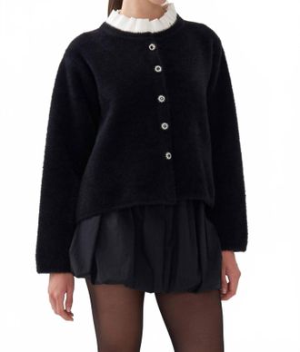 Nocturne Crystal Embellished Buttoned Cardigan In Black