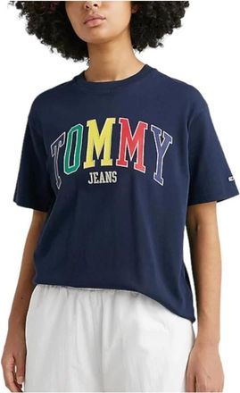 Tommy Hilfiger Blauw Pop T-shirt met Iconisch Logo - Dames - T-shirts - Blauw - S - Katoen - Tops