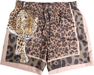 Dolce & Gabbana Multicolor Leopard Print Swim Trunks Mens Swimwear
