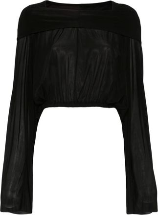 Rick Owens Blusa crop con cappuccio - Nero