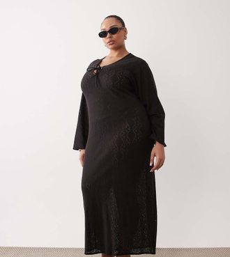 Esm&eacute;e Esm&eacute;e Curve - Vestito da mare lungo in maglia nero