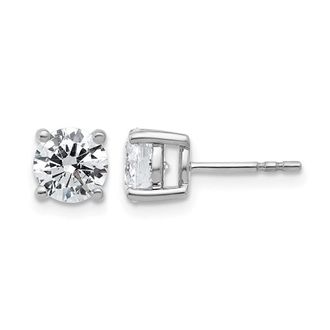 Diamond2Deal 14k Yellow Gold 2 ct Round Lab Grown Diamond Stud Earrings VS Clarity, D-E Color