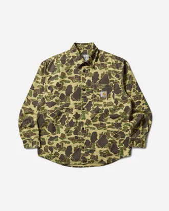 Carhartt Work in Progress Men s Duck Longsleeve Shirt Green (Stone Washed)